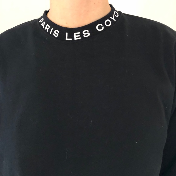 LES COYOTES DE PARIS Liz Cropped Sweatshirt Black, Girls 12, Women’s Small - Picture 3 of 8